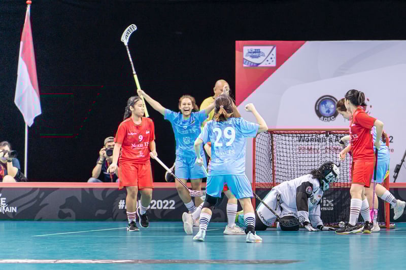 Team Singapore vs Under-19 squad on Day 1 at OCBC Arena. Photo Credit : Singapore Floorball Series