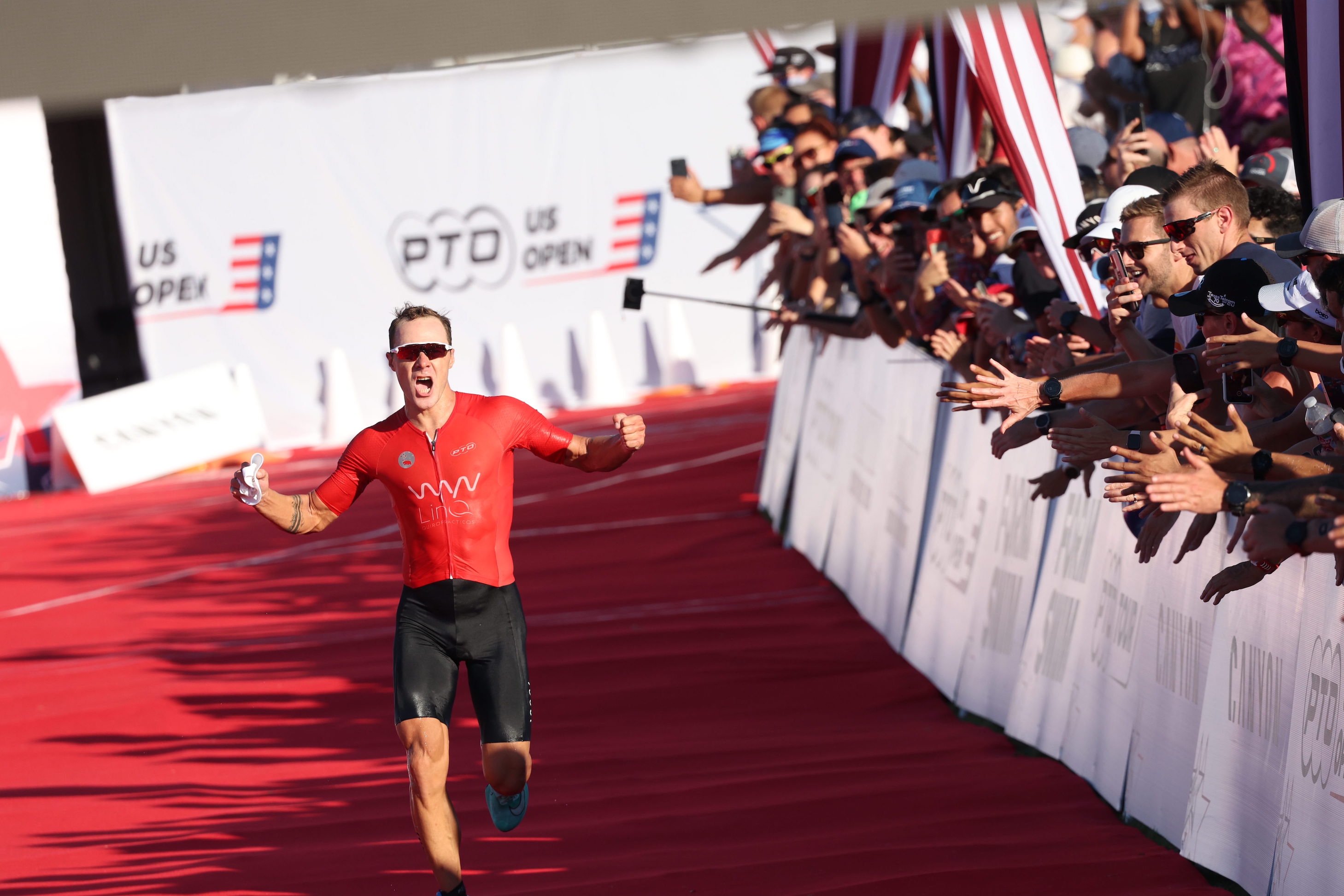 American triathlete Collin Chartier wins the PTO US Open in Dallas, 18 September 2022 
