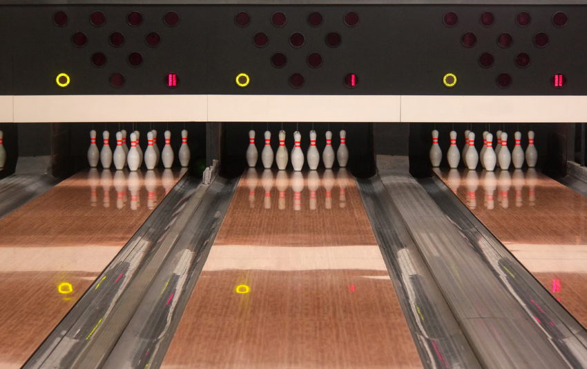 Bowling alley and pins