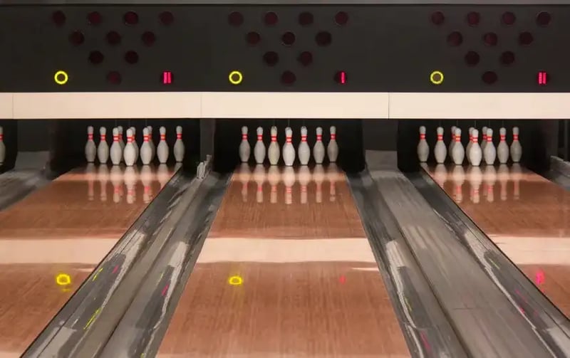 Bowling alley and pins
