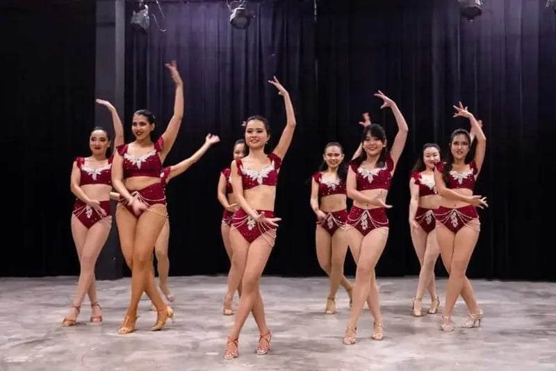 Group of ladies performing Latin dance