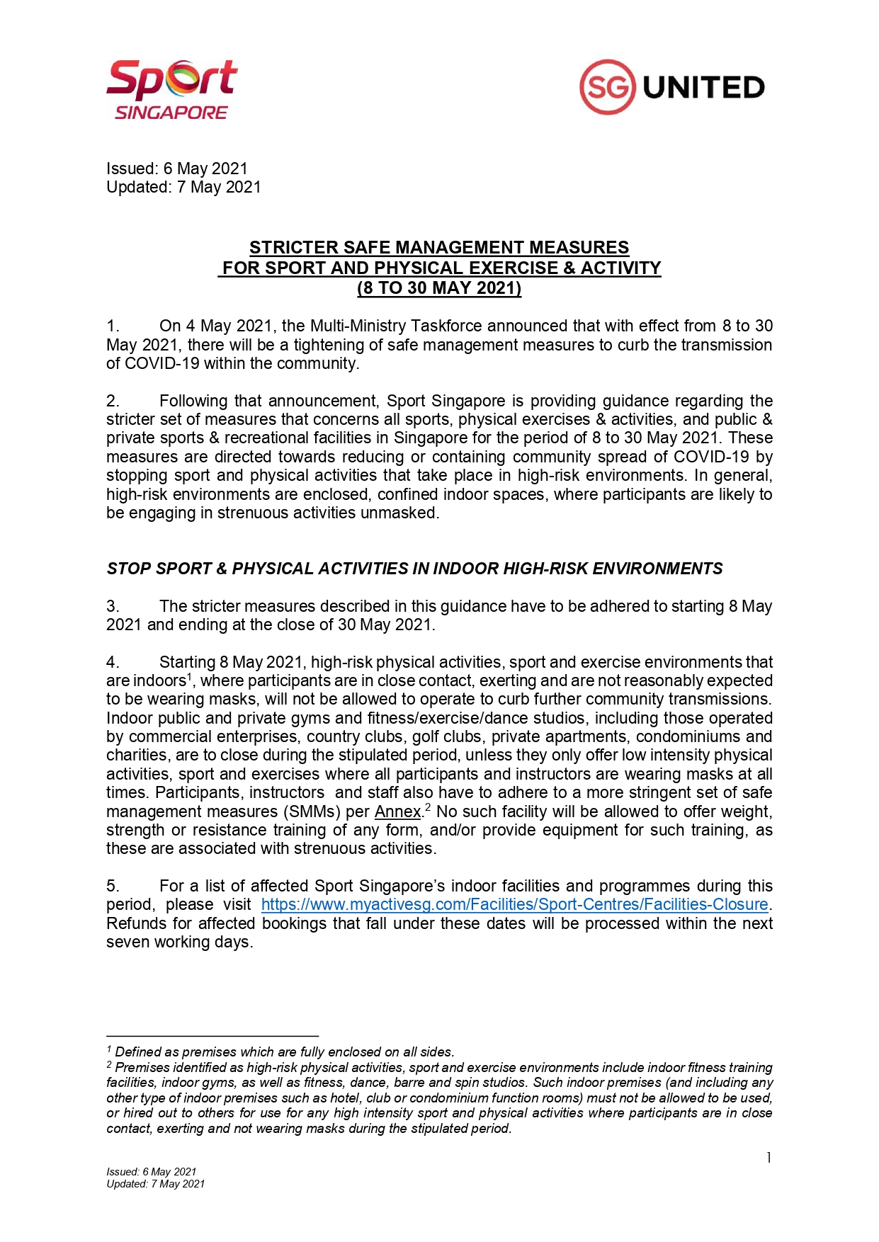 (Updated As Of 7 May 2021) Stricter Safe Management Measures For Sport And Physical Exercise and Activity (8 to 30 May)_pages-to-jpg-0001