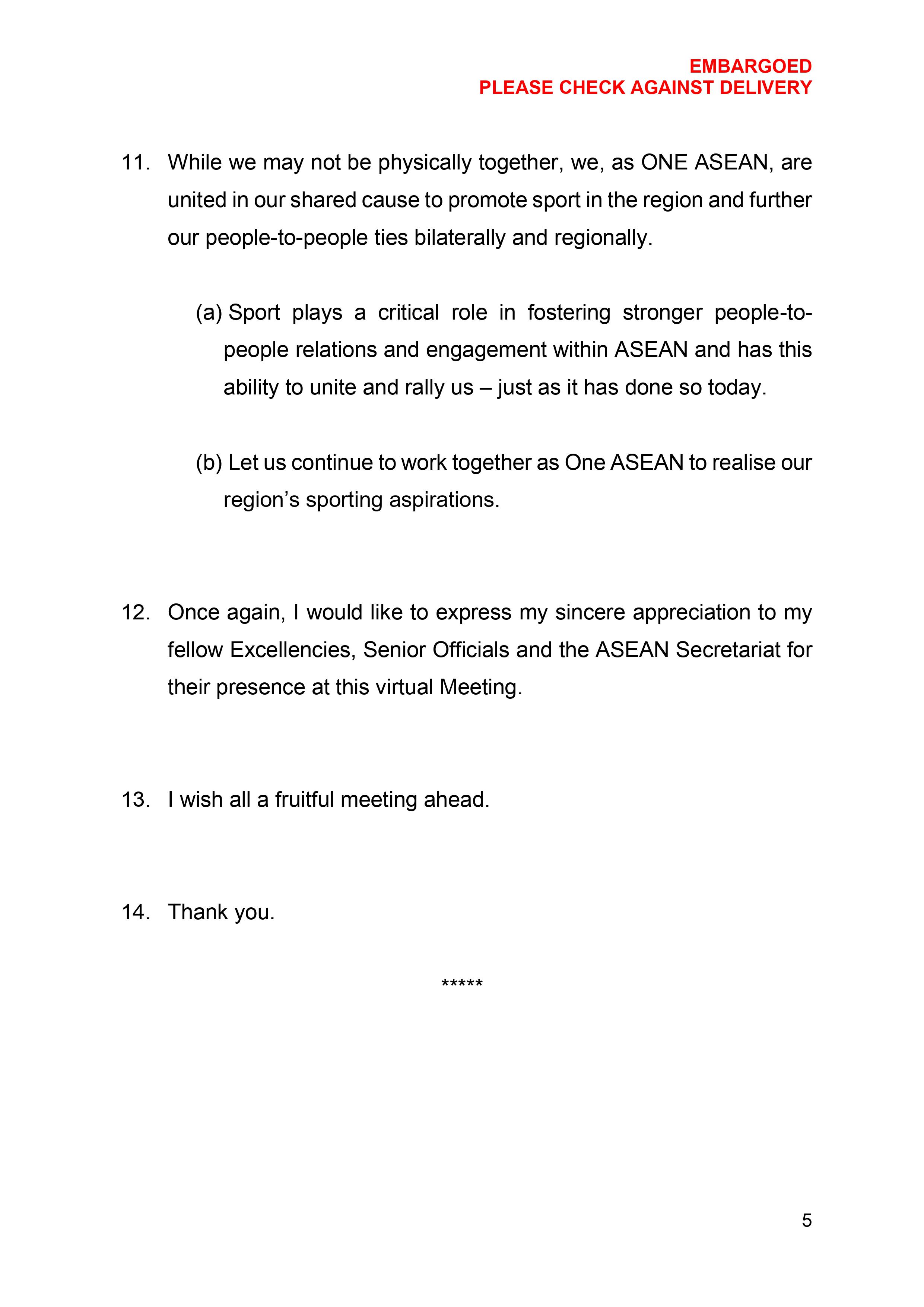 Opening Address by Minister Edwin Tong at 6th ASEAN Ministerial Meeting