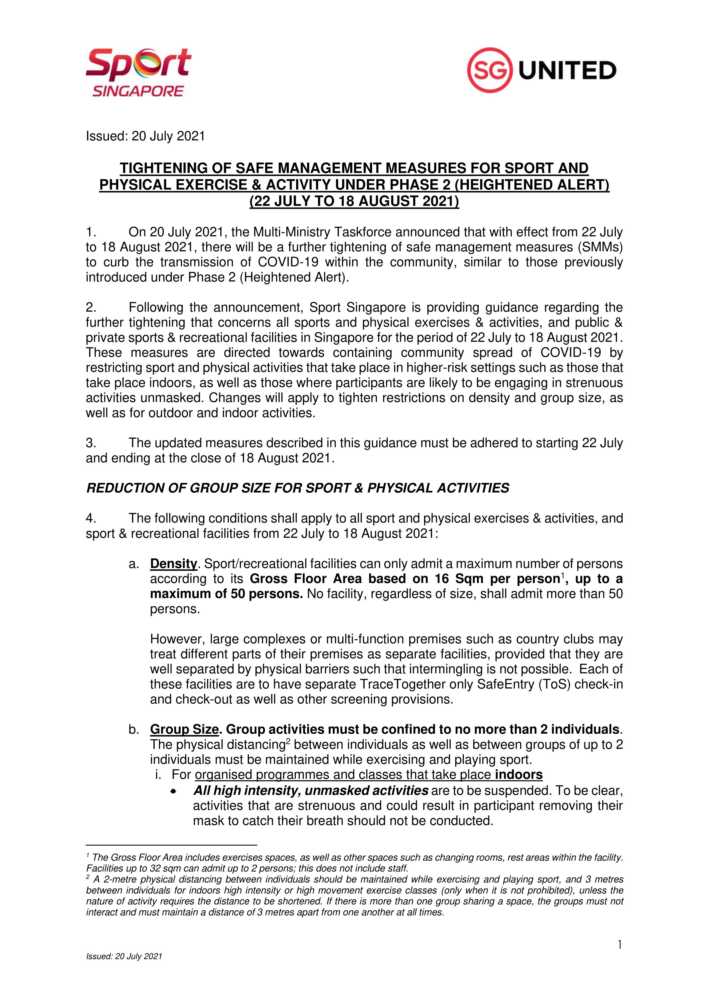 Tightening of SMMs for Sport_PE_PA under P2HA (20 Jul 21)