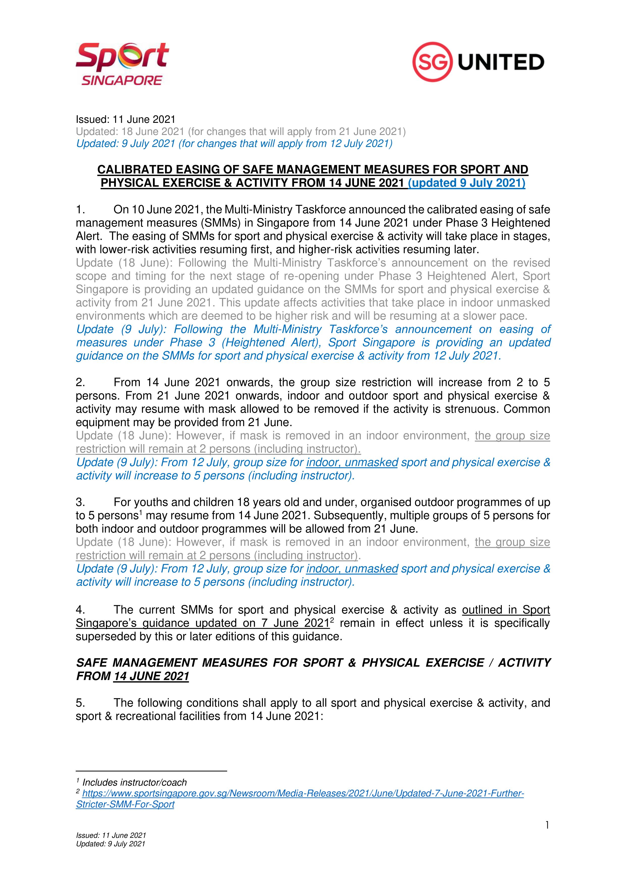Updated 9 July 2021_Calibrated Easing of SMM for Sport_PE_PA