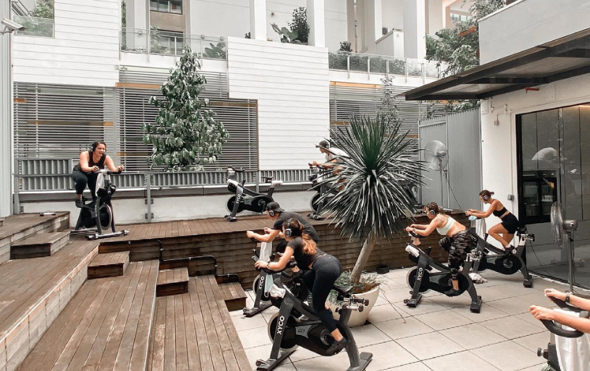 XYCO outdoor spin class in the daytime