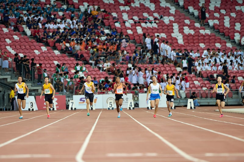 2023-04-28 NSG T&F Championships Photo by Eric Koh, Finalists for C Div Girls 100m DSC05711