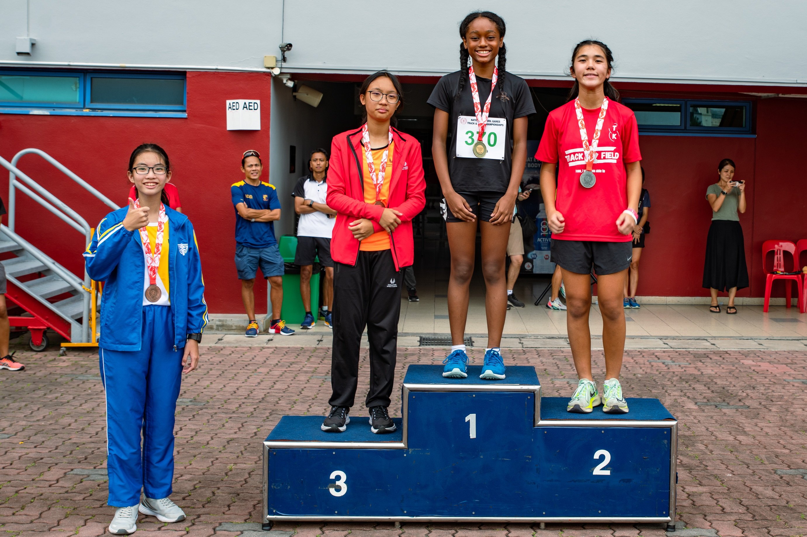 2023-04-14_National School Game T&F 2023 (PM)_Photo by Tom Ng Kok Leong_8509854_C Girls 80m Hurdles Kagoro Anmiela Tatenda Espejo (tag 370) of SOTA 1st place 13.29s