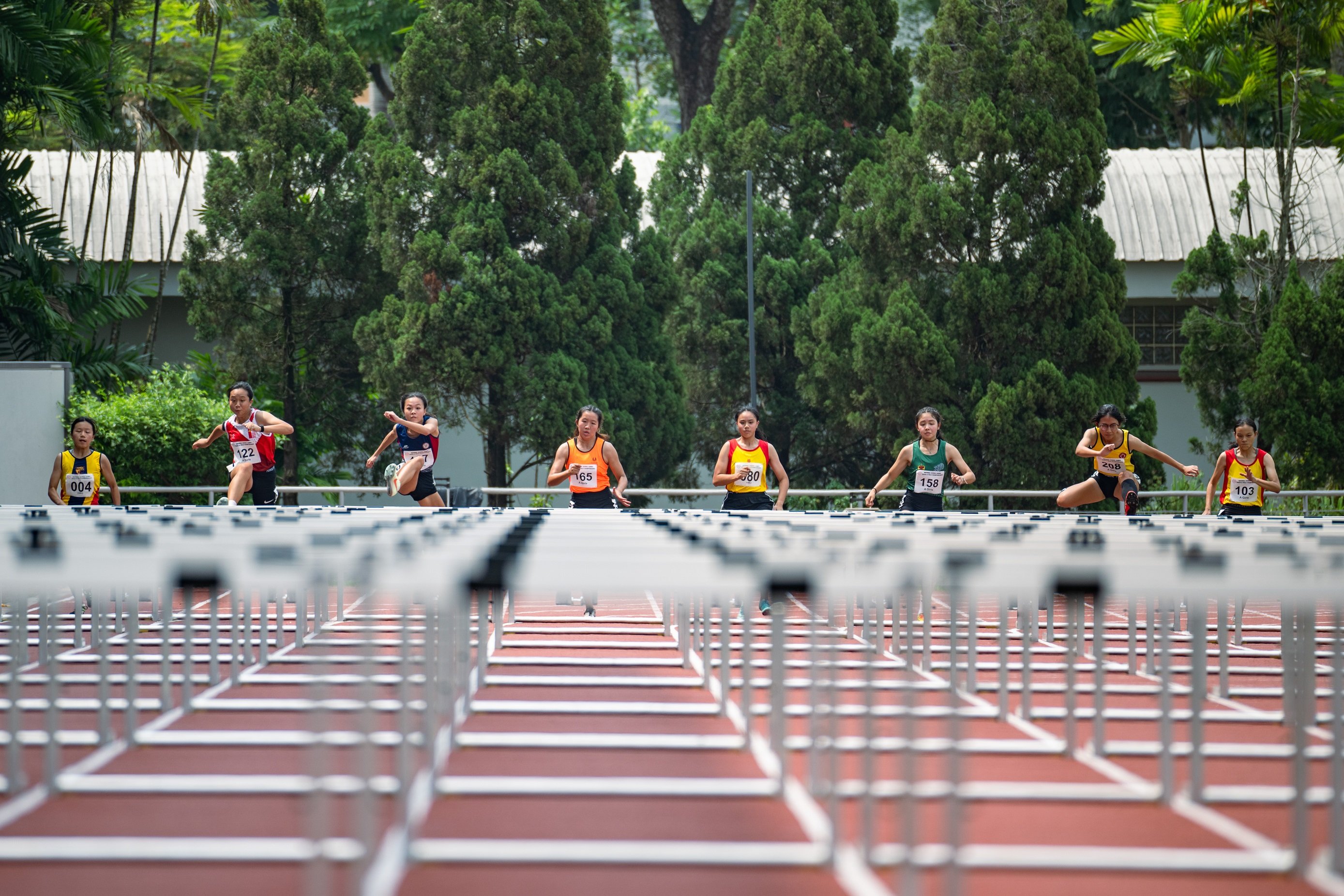 2023-04-14_National School Game T&F 2023 (PM)_Photo by Tom Ng Kok Leong_DSC_6077_A Girls 100m Hurdles Ashley Tan Yi Han  (tag 208) of VJC 1st place 16.19s