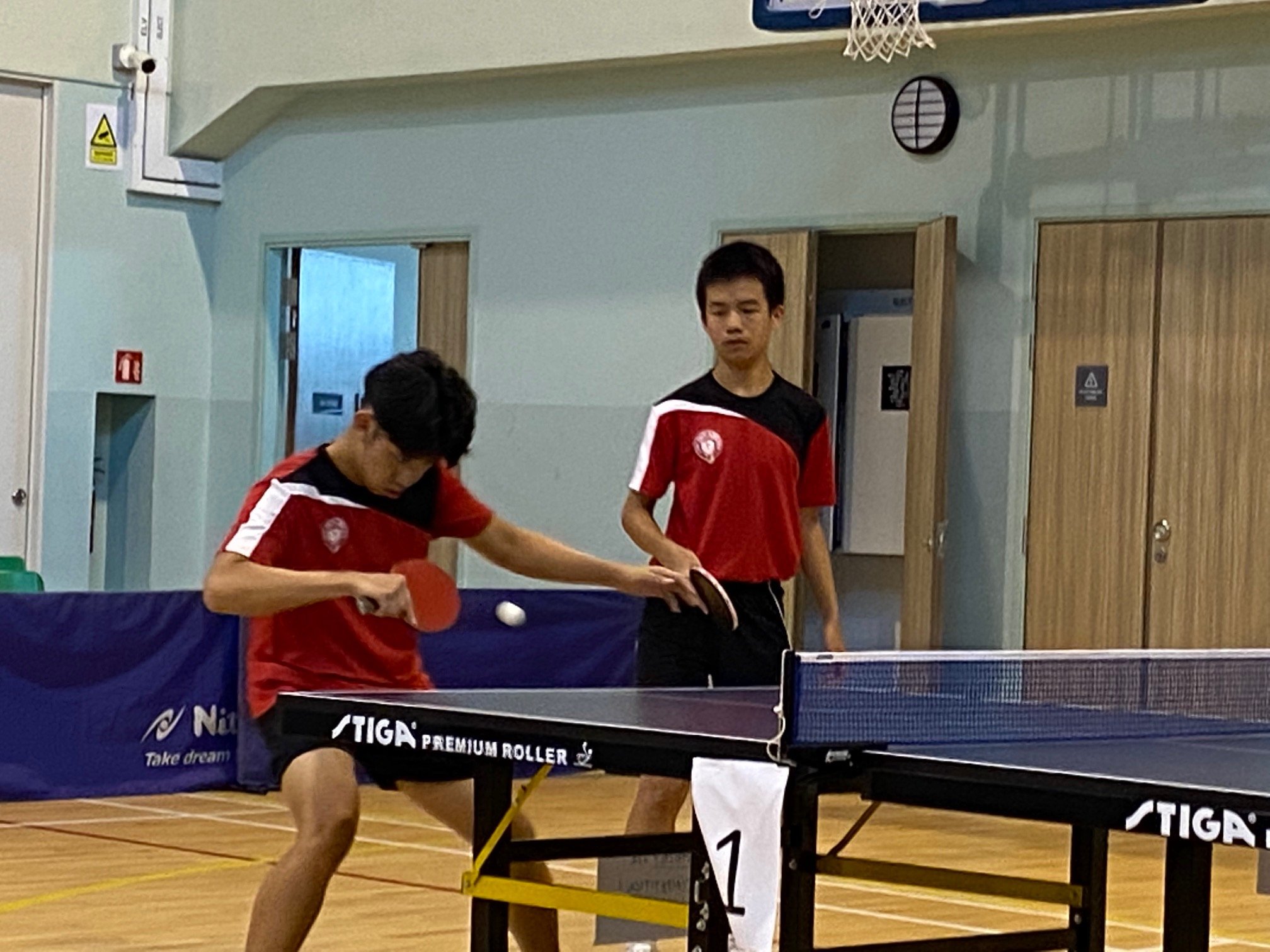 NSG B Div boys table tennis - Victoria School 2nd doubles players Jordan Pang and Reuben Yap