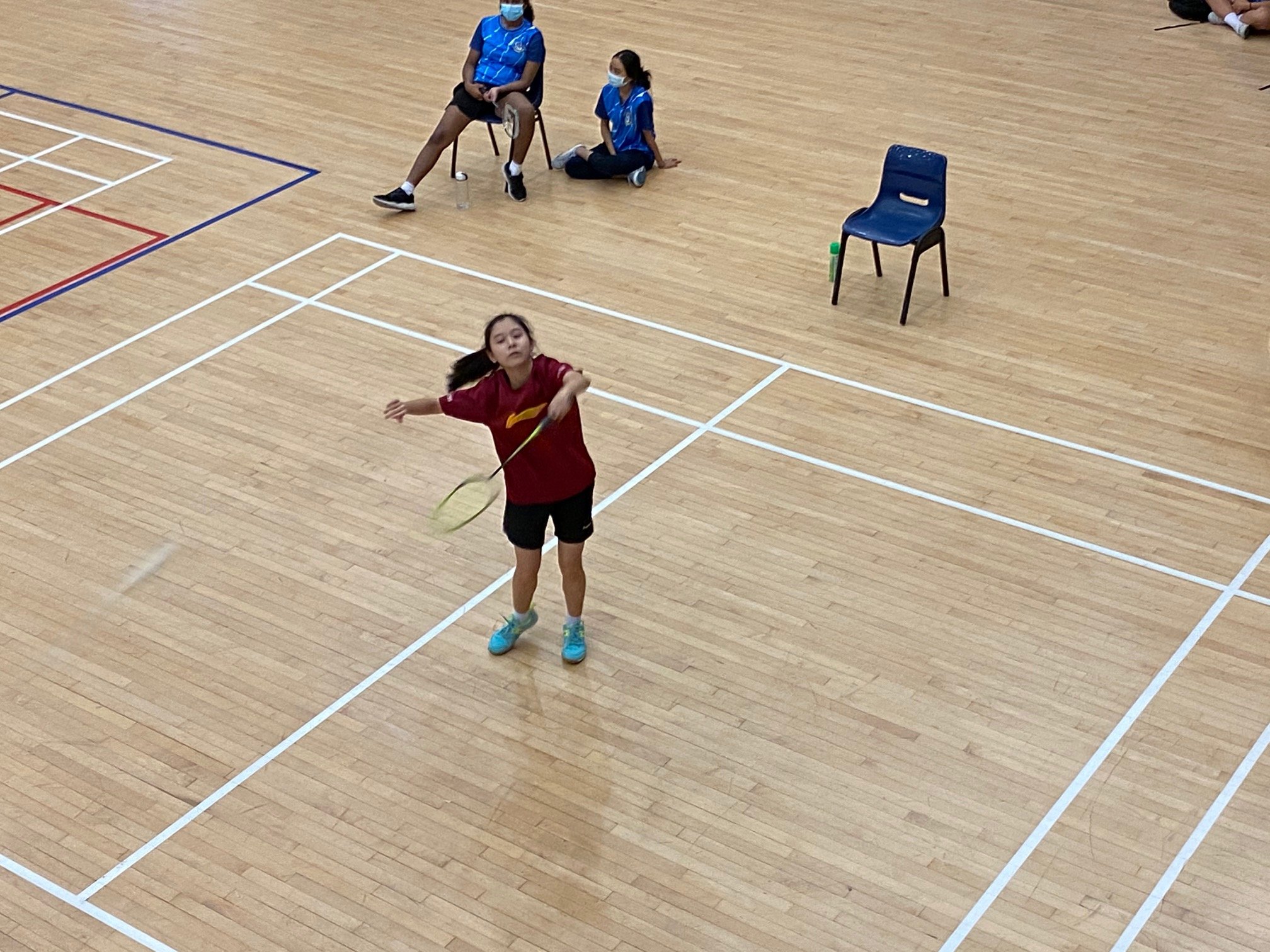 NSG B Div girls badminton - Compassvale (red) first singles