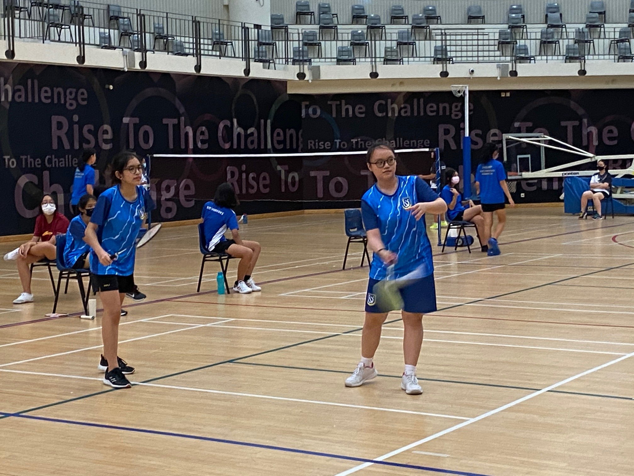 NSG B Div girls badminton - Woodlands (blue) second doubles