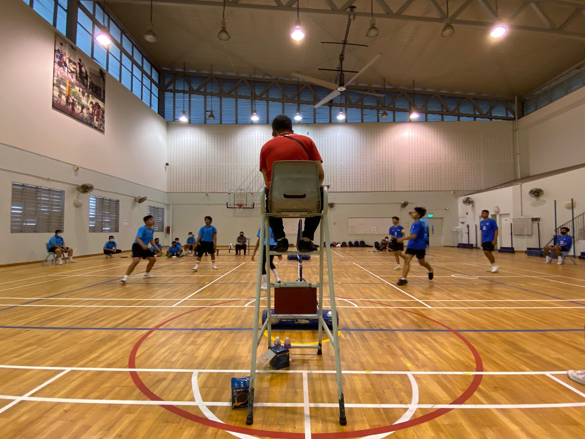 NSG B Div sepak takraw - Bartley Sec (light blue) vs Yishun (dark blue) (2)