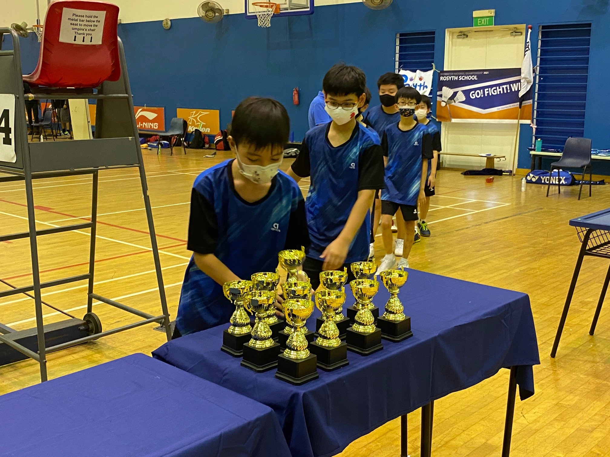 NSG Snr Div North Zone boys’ badminton final - Rosyth players getting their trophies