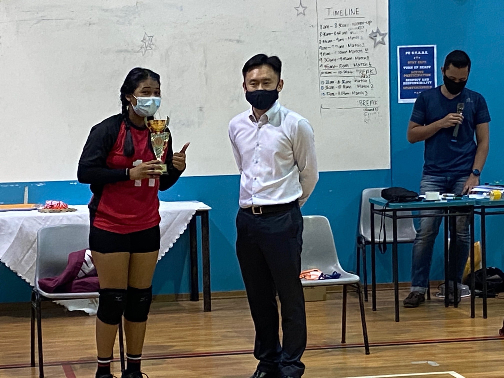 NSG South Zone B Div girls volleyball final - Queenstown (red) prize presentation