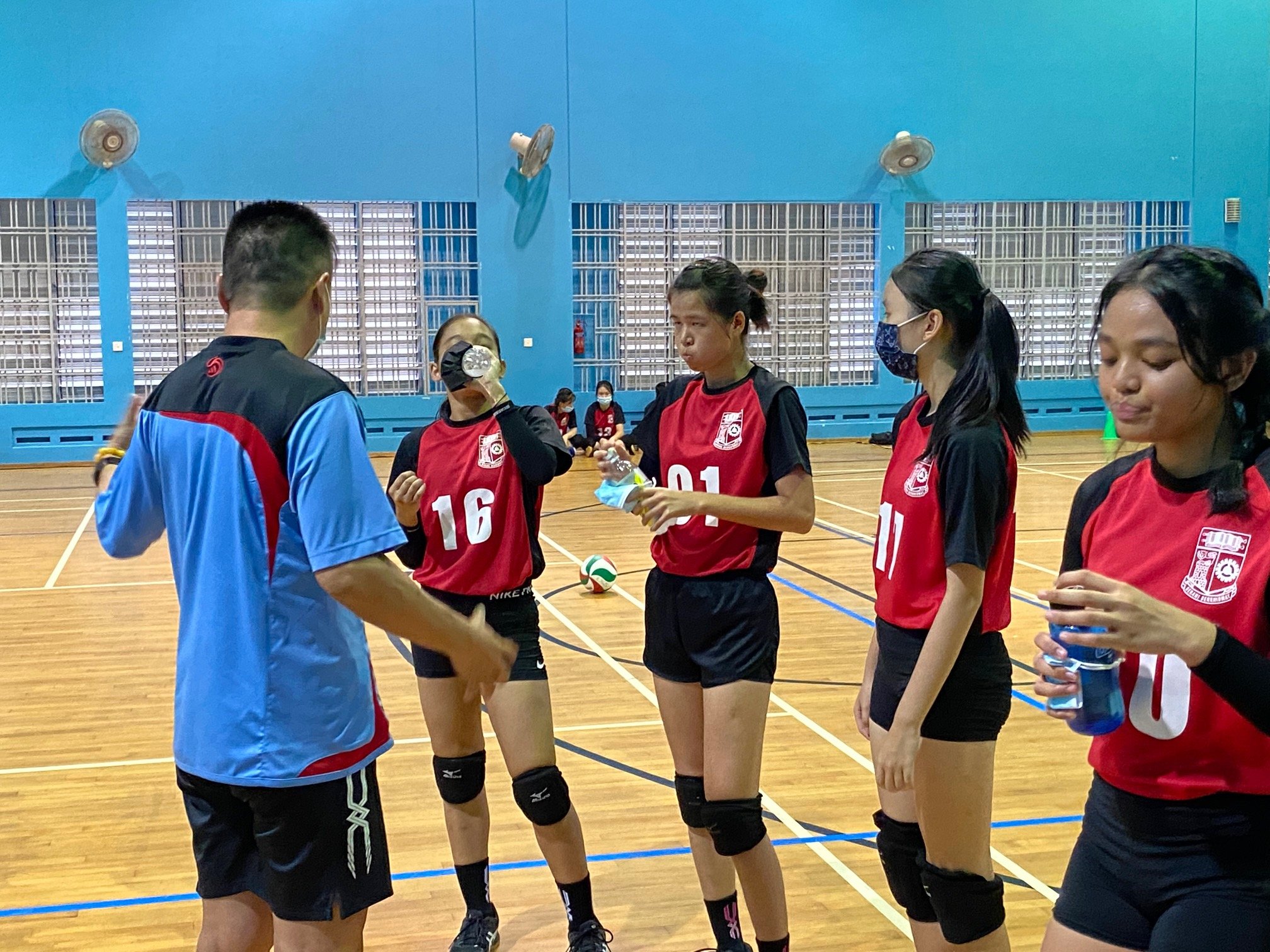 NSG South Zone B Div girls volleyball final - Queenstown (red) v Queensway (purple) 3-1