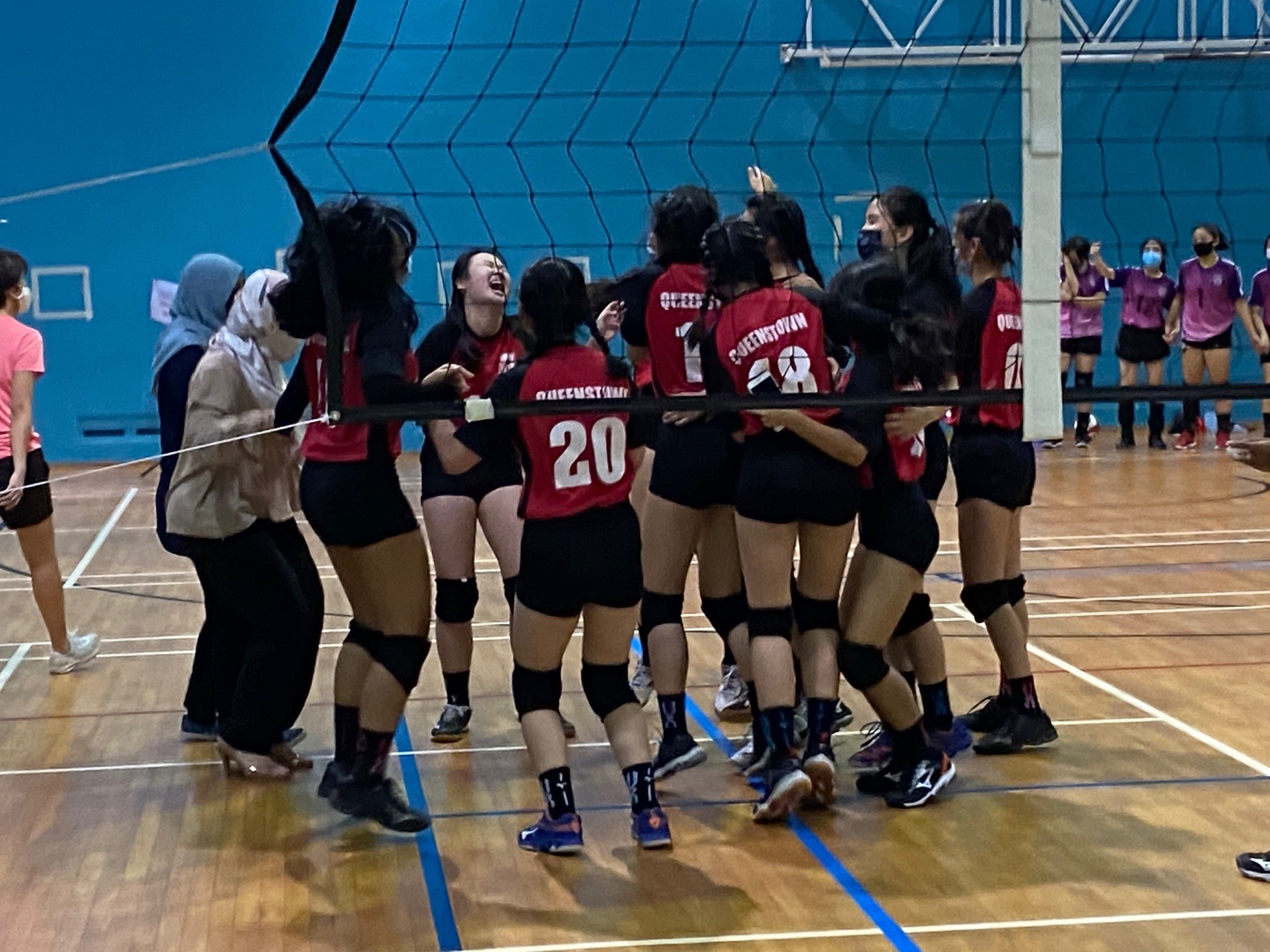 NSG South Zone B Div girls volleyball final - Queenstown (red) v Queensway (purple) 4-1