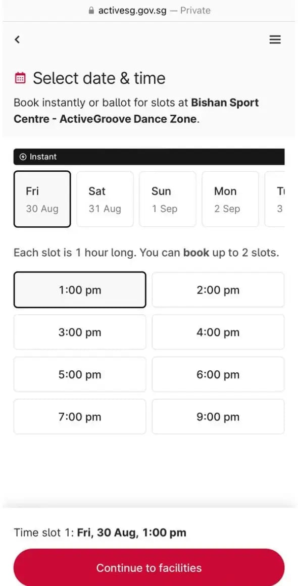 Step 3- Select the desired date and time for your booking