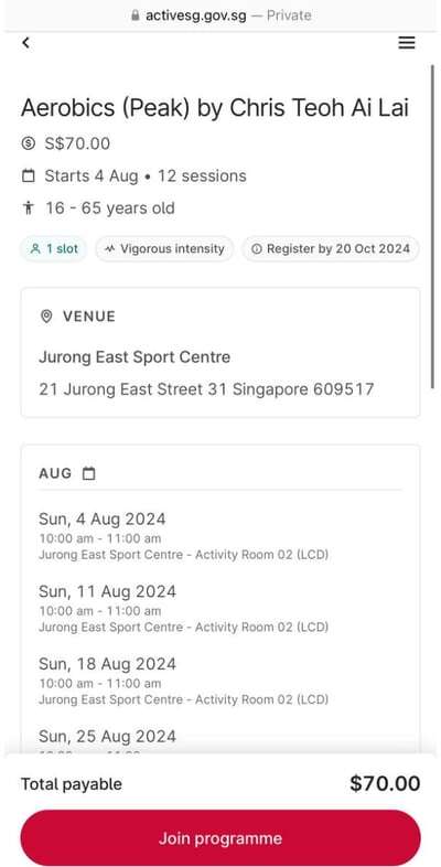 Step 2: Select the desired venue.