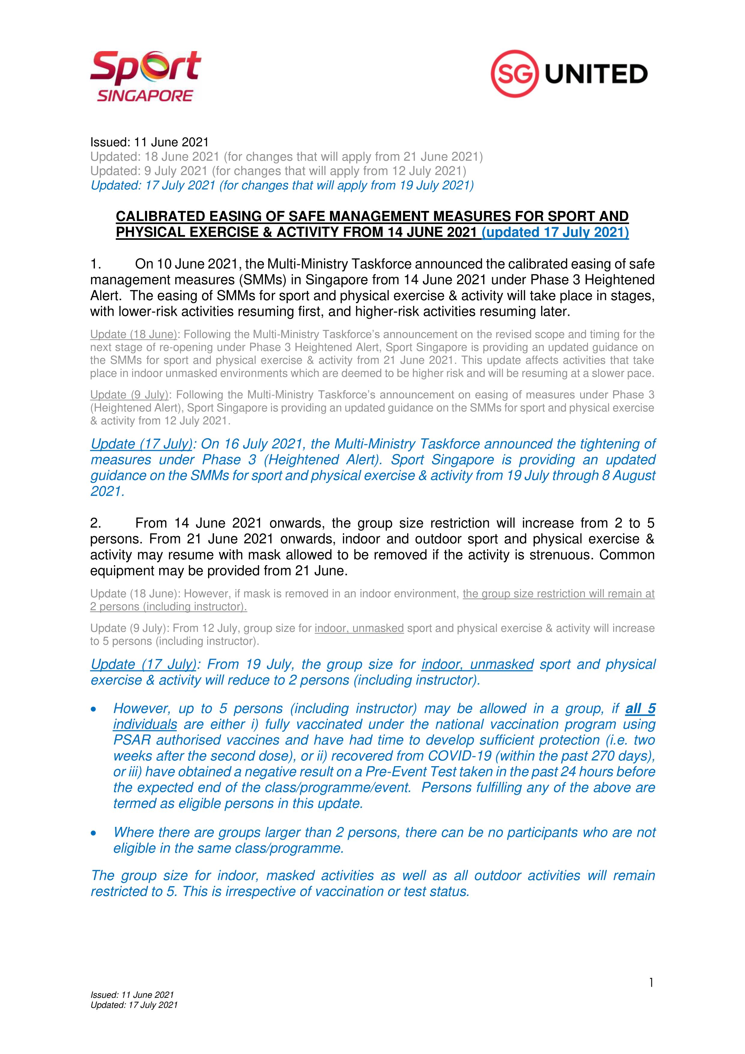 Updated 17 July 2021_Calibrated Easing of SMM for Sport_PE_PA