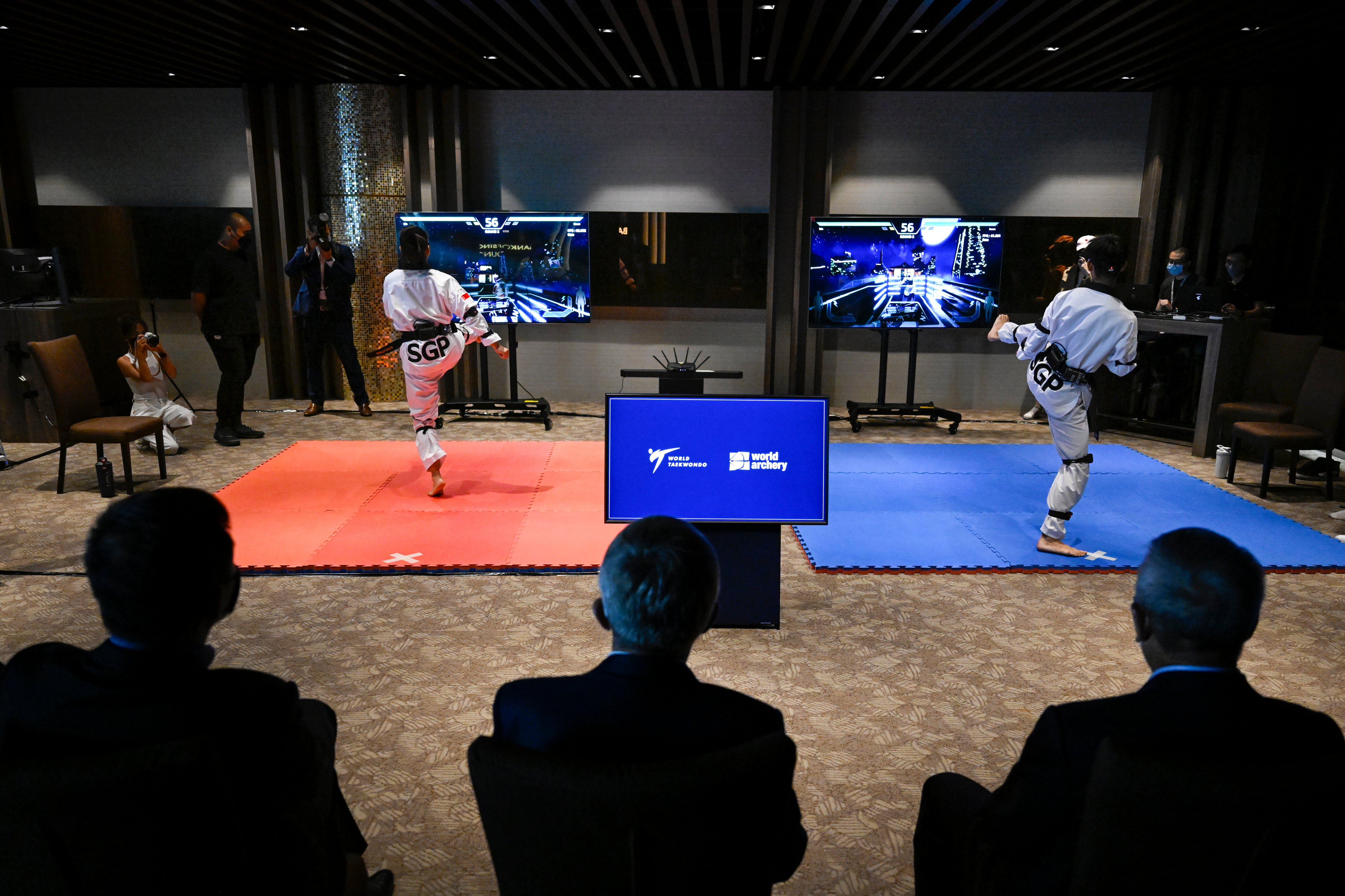 Virtual Taekwondo Demo during Mr Thomas Bachs, President IOC, visit to Singapore_Photo Credit Caroline Chia (SNOC)