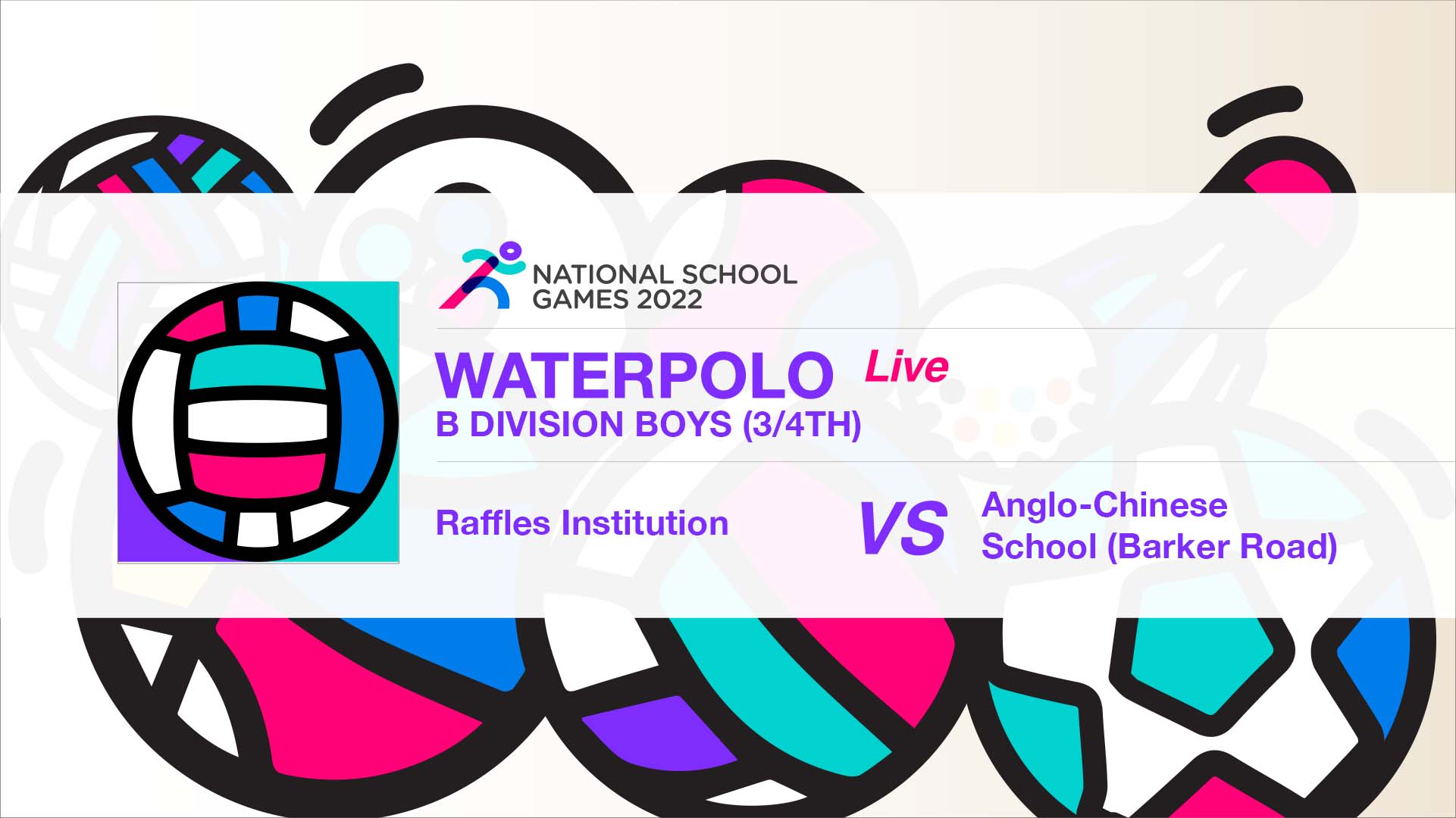 SSSC Water Polo National B Div Boys 3rd/4th | Raffles Institution vs ACS (Barker)