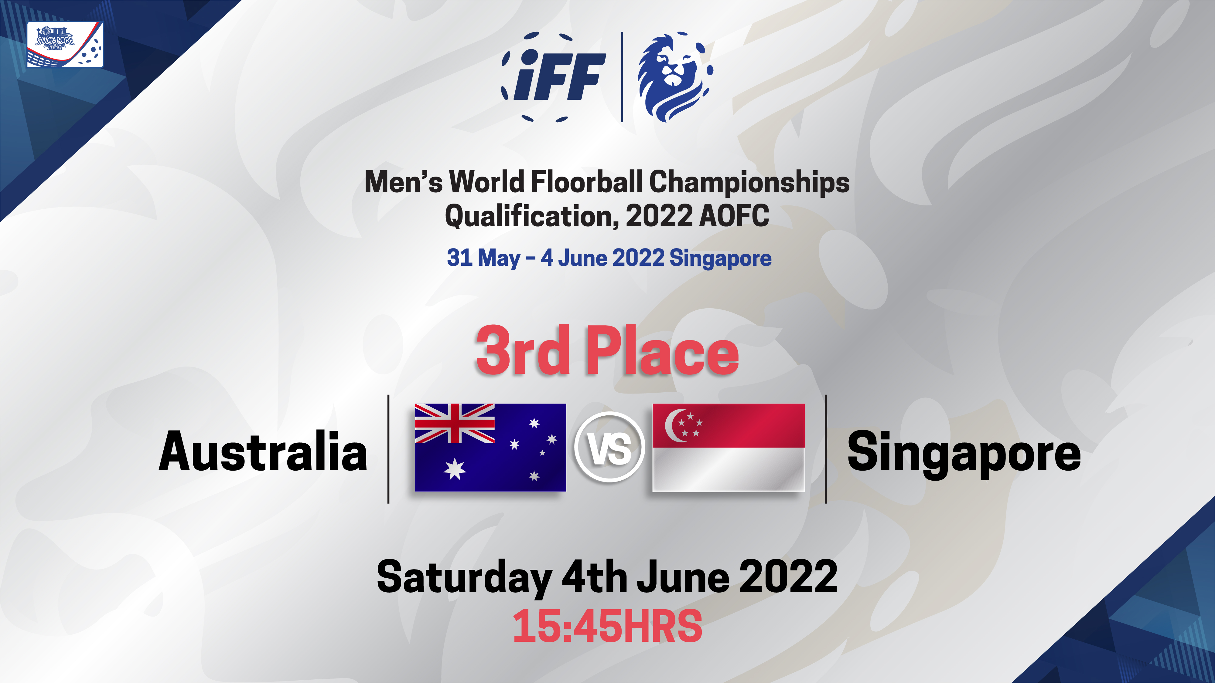 IFF Men's World Floorball Championship Qualifications 2022 - 3rd Place - Australia vs Singapore